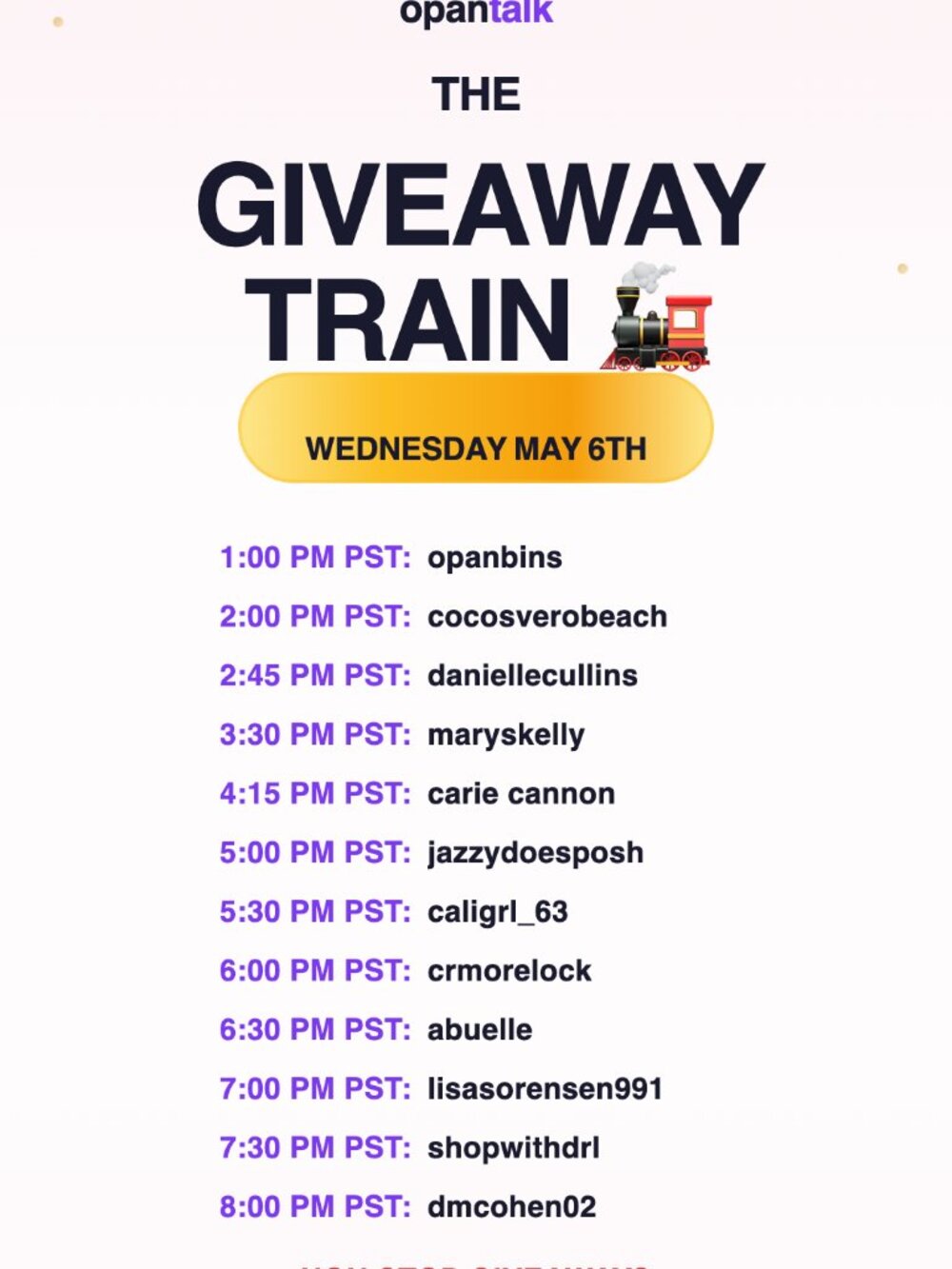 Wednesday May 6. 2026 7 :30 PM PST